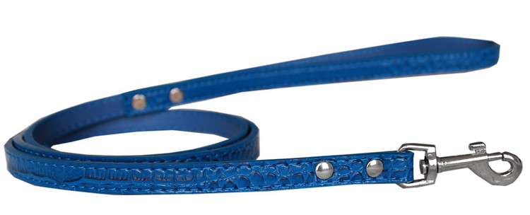 Plain Croc Leash Blue 1/2'' wide x 6' long